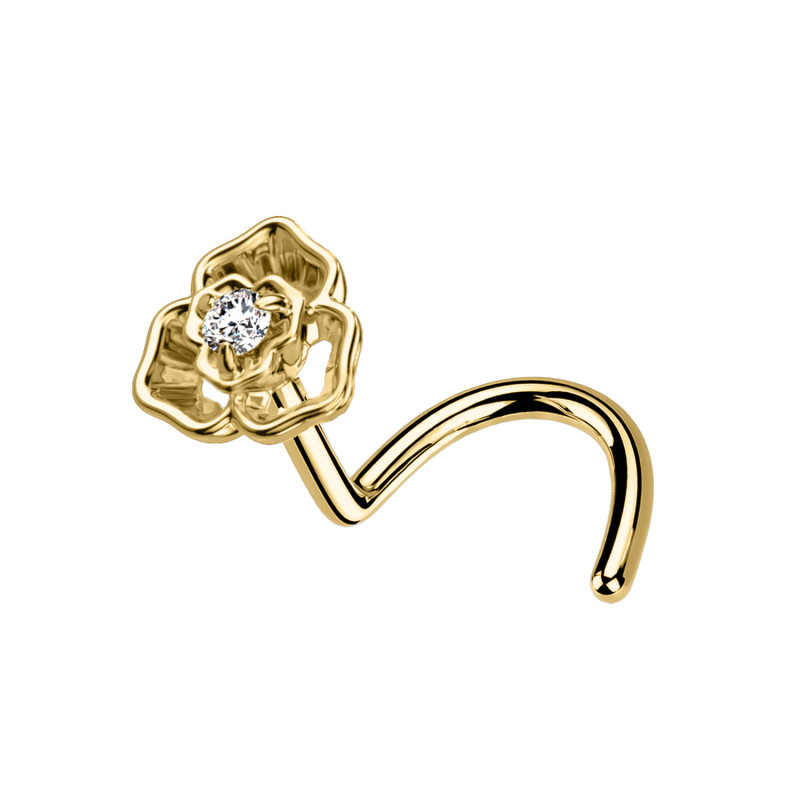 Stud Naso con Cristallo a Forma di Fiore