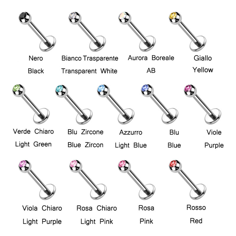 Labret  con Pallina da 2.5mm di Diversi Colori, Helix