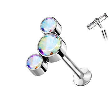 Piercing Sterile Labret Borchie Cartilagine Tre Cristalli