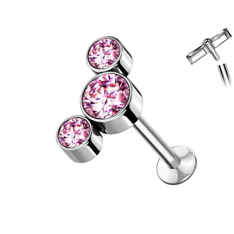 Piercing Sterile Labret Borchie Cartilagine Tre Cristalli, Helix