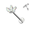 Piercing Labret with 3 Crystals of Different Colors, Helix