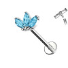 Piercing Labret with 3 Crystals of Different Colors, Helix