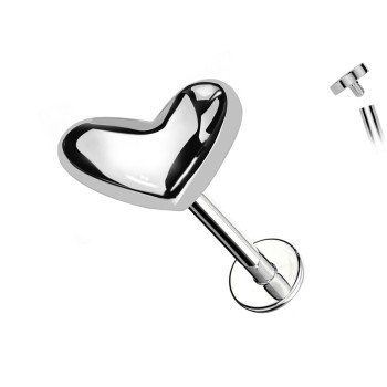 Piercing Labret di Cuore e con Filettatura Interna