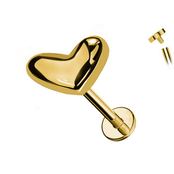 Piercing Labret di Cuore e con Filettatura Interna