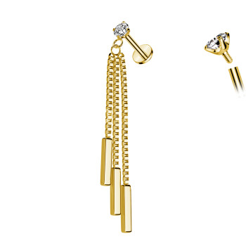 Piercing Labret Pendente con Cristallo e con Filettatura Interna