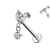 Piercing Labret Cristalli Marquise Pendente Filettatura Interna