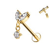 Piercing Labret Cristalli Marquise Pendente Filettatura Interna