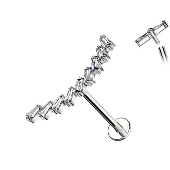 Piercing Labret a forma di nove Baguette Cristalli Rettangolari