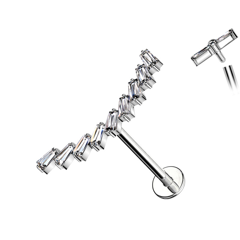 Piercing Labret a forma di nove Baguette Cristalli Rettangolari