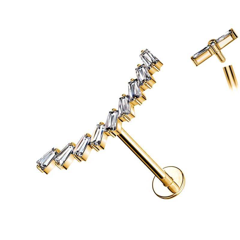 Piercing Labret a forma di nove Baguette Cristalli Rettangolari