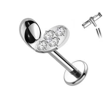 Piercing Labret a Forma di Cuore con Cristalli