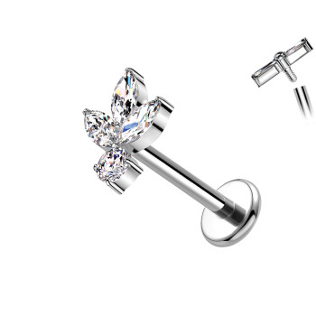 Piercing Labret con Cristalli e con Filettatura Interna