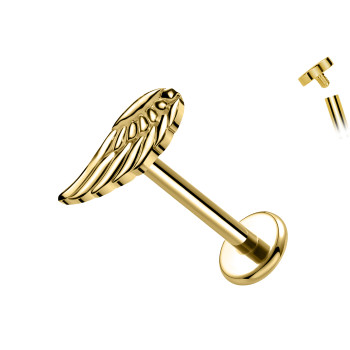 Piercing Labret a Forma di ala e con Filettatura Interna