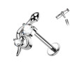 Piercing Labret con Serpente con Cristallo Filettatura Interna