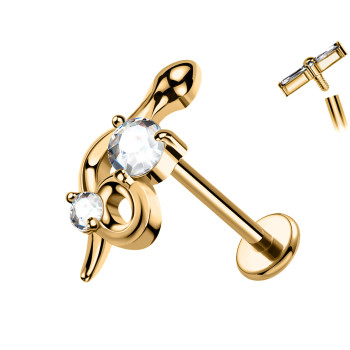 Piercing Labret con Serpente con Cristallo Filettatura Interna