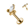 Piercing Labret con Cristallo Marquise e Filettatura Interna