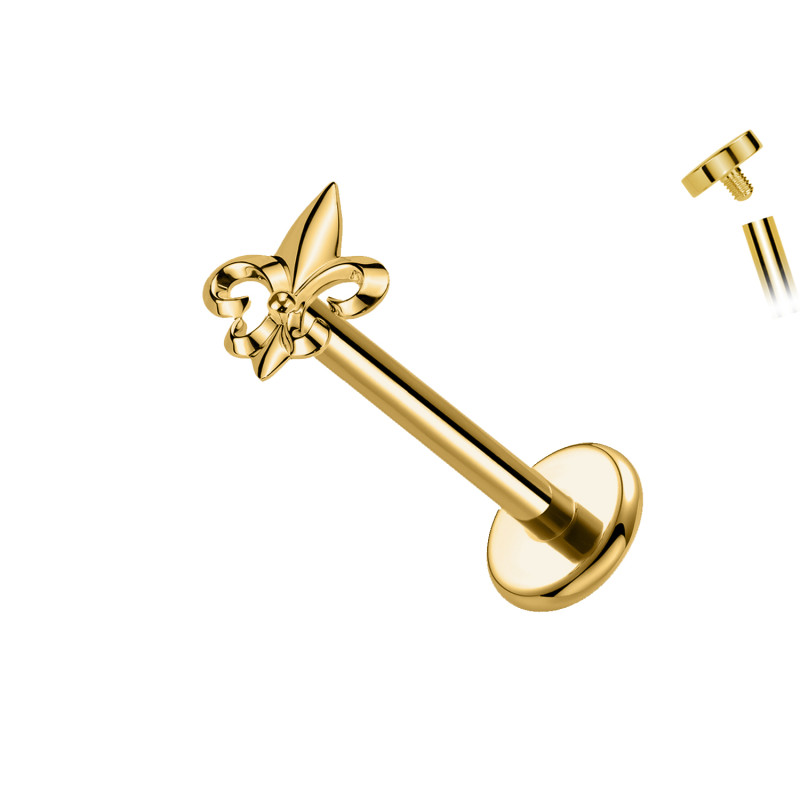 Piercing Labret con giglio araldico Filettatura Interna