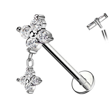 Piercing Labret con Fiore di Quattro Diamanti