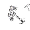 Piercing Labret con Tre Cristalli Filettatura Interna