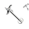 Piercing Labret a Quattro Lame Curve con Cristallo Centrale