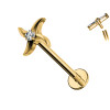 Piercing Labret a Quattro Lame Curve con Cristallo Centrale