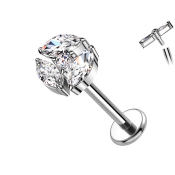 Piercing Labret con Cristallo Marquise