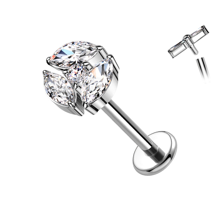 Piercing Labret con Cristallo Marquise