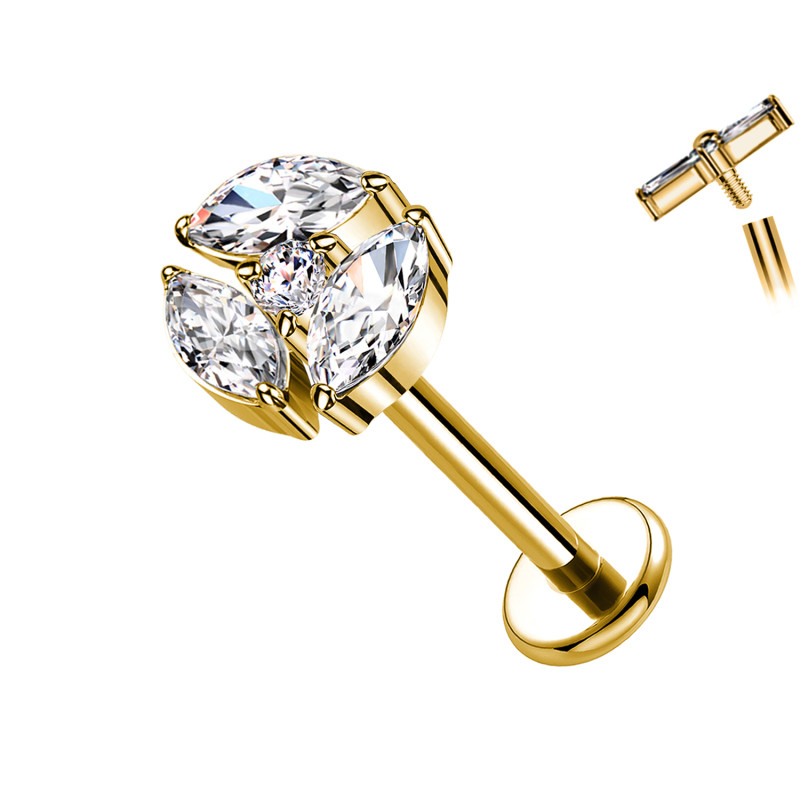 Piercing Labret con Cristallo Marquise