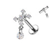 Piercing Labret a Forma di Stella con Cristallo Pendente