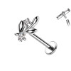 Piercing Labret a Forma di Ramo con Foglie e Cristalli