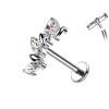 Wing-Shaped Labret Piercing with Marquise Crystals
