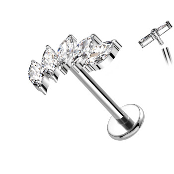 Piercing Labret con Cristalli Marquise a Ventaglio