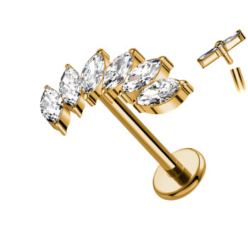 Labret Piercing with Fan-Shaped Marquise Crystals