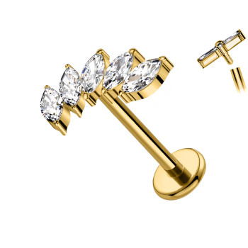 Piercing Labret con Cristalli Marquise a Ventaglio