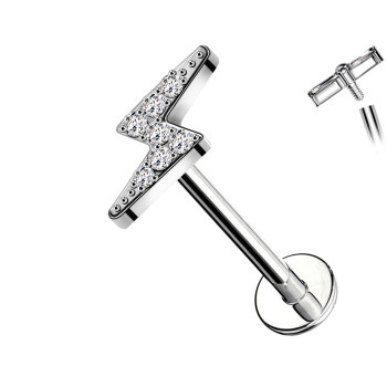 Piercing Labret con Decorazione Fulmine con Cristalli