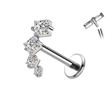 Piercing Labret con Cristalli Quadrati a Scala