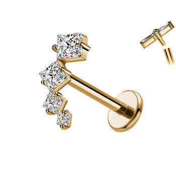 Piercing Labret con Cristalli Quadrati a Scala