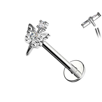 Piercing Labret con Farfalla e Cristalli