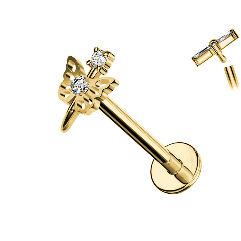 Piercing Labret con Farfalla e Cristalli