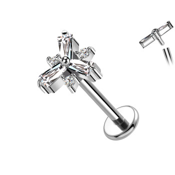 Piercing Labret con Croce di Cristalli