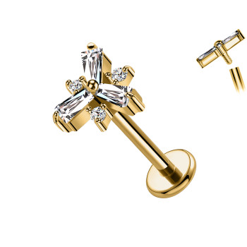 Piercing Labret con Croce di Cristalli