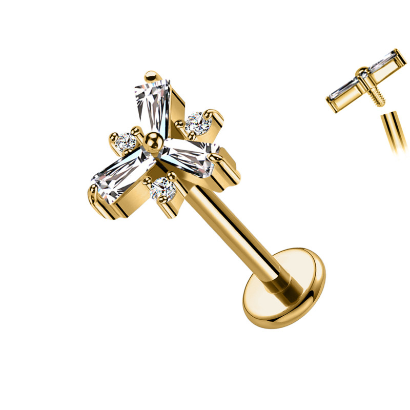 Piercing Labret con Croce di Cristalli