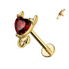 Red Crystal Devil Heart Labret Piercing