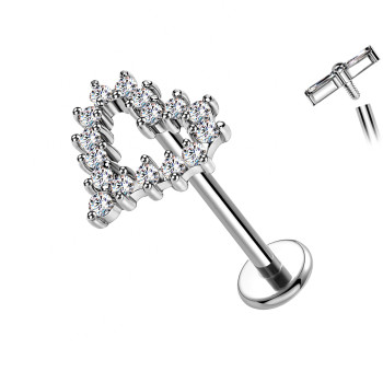 Open Heart Crystal Labret Piercing