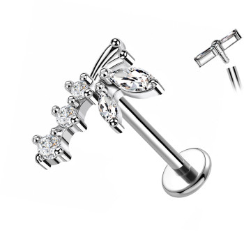 Piercing Labret Farfalla Traforata con Cristalli