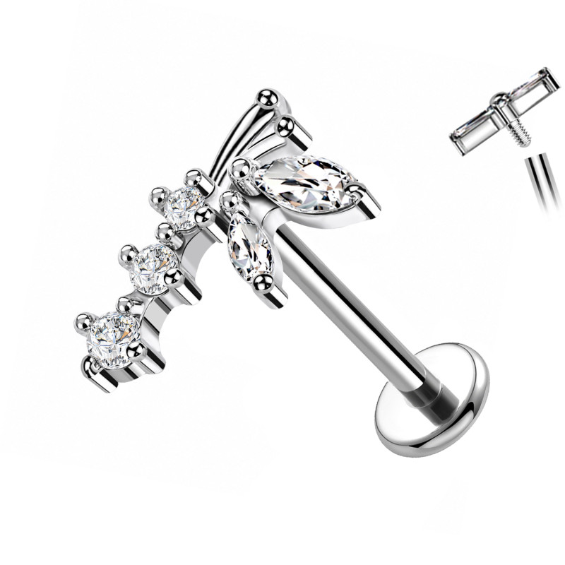 Piercing Labret Farfalla Traforata con Cristalli