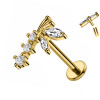 Piercing Labret Farfalla Traforata con Cristalli