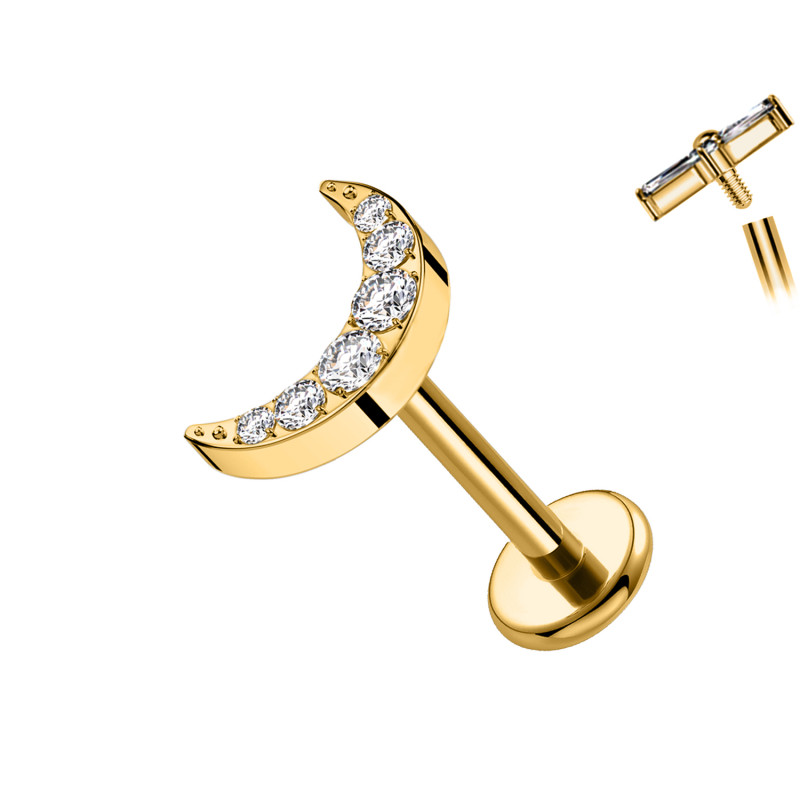 Labret Luna Piercing with Crystals