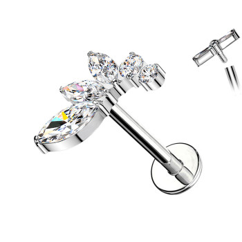 Labret Cartilagine con Cristalli a Foglia