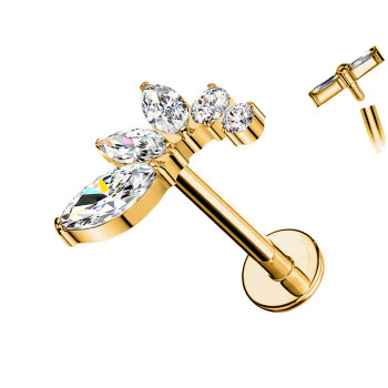 Labret Cartilagine con Cristalli a Foglia